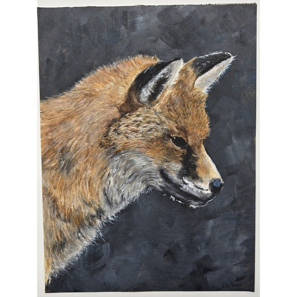 Original Acrylic Painting Red Fox Portrait 9x12 Wildlife Animal Art Canvas - Picture 2 of 7